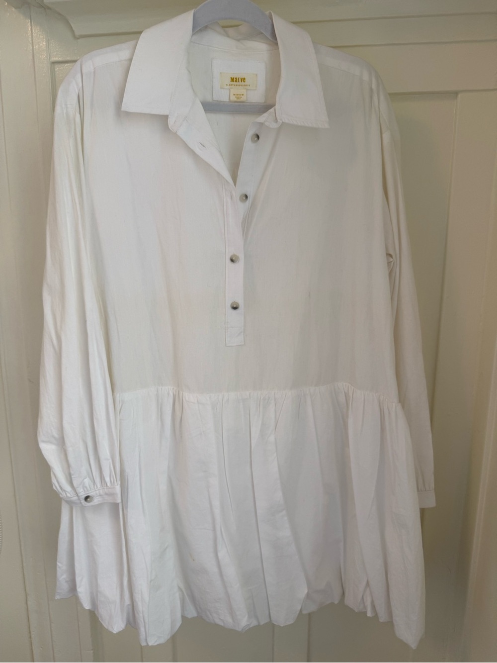 Anthropologie Maeve Classic White Button-Front Shirt